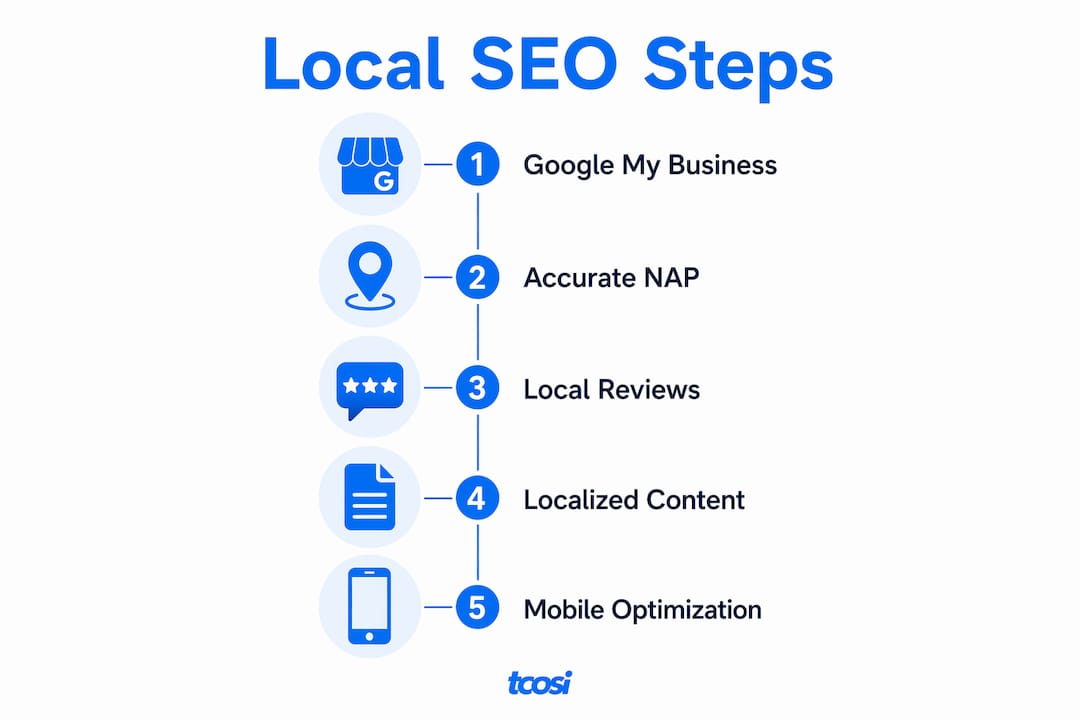 Infographic on local SEO steps for businesses