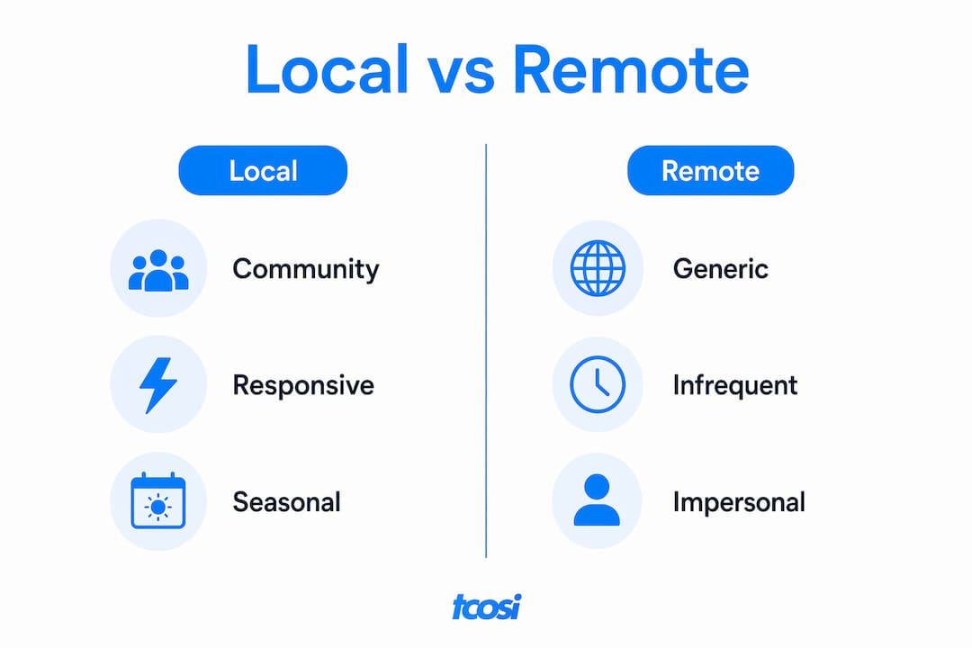 Infographic comparing local and remote web design benefits