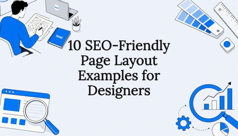 Decorative SEO page layout title card illustration