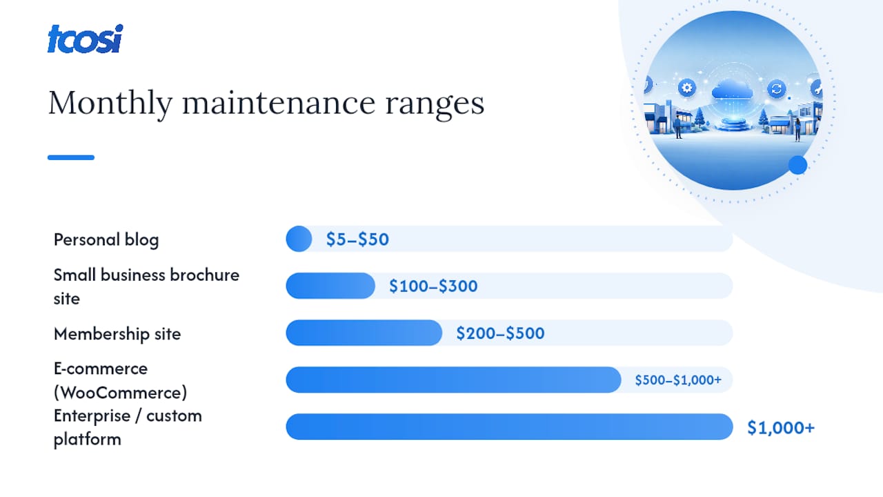 How Much Does Website Maintenance Cost by Website Type? — overview diagram