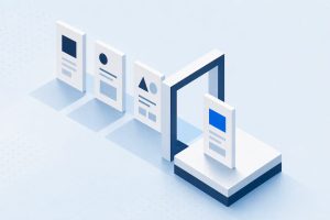 Isometric website requirements planning illustration