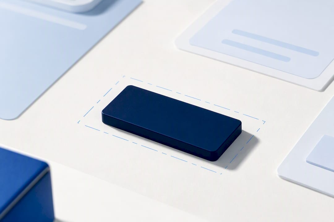 High contrast CTA button with generous whitespace