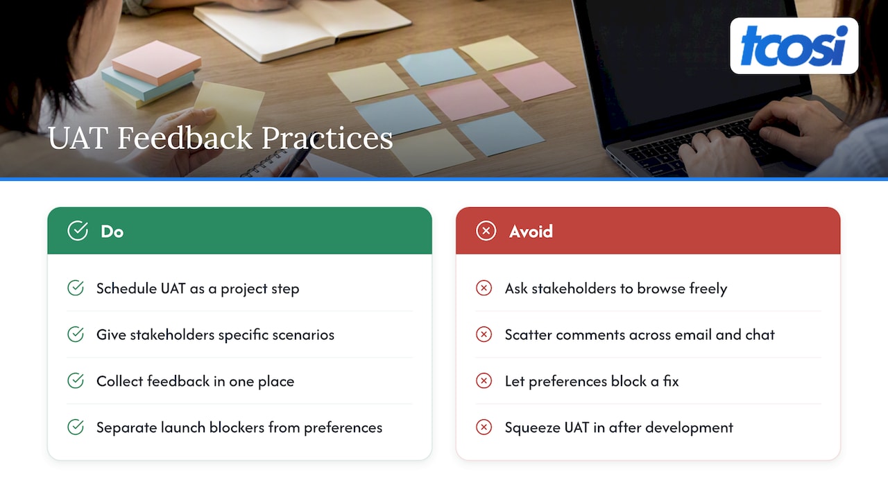 User acceptance testing and stakeholder feedback — overview diagram
