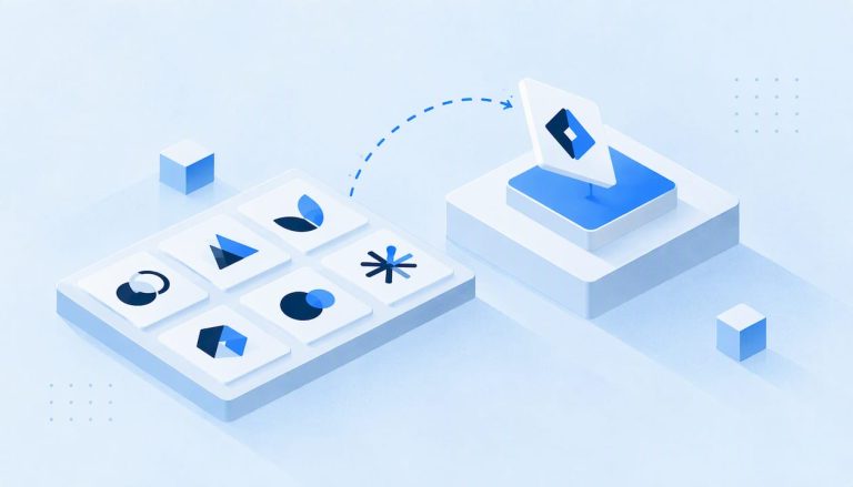 Geometric forms representing startup logo design tools